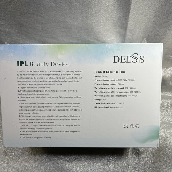 Deess IPL Beauty Device, hair removal, skin rejuvenation & acne treatment NIB - Picture 2 of 5